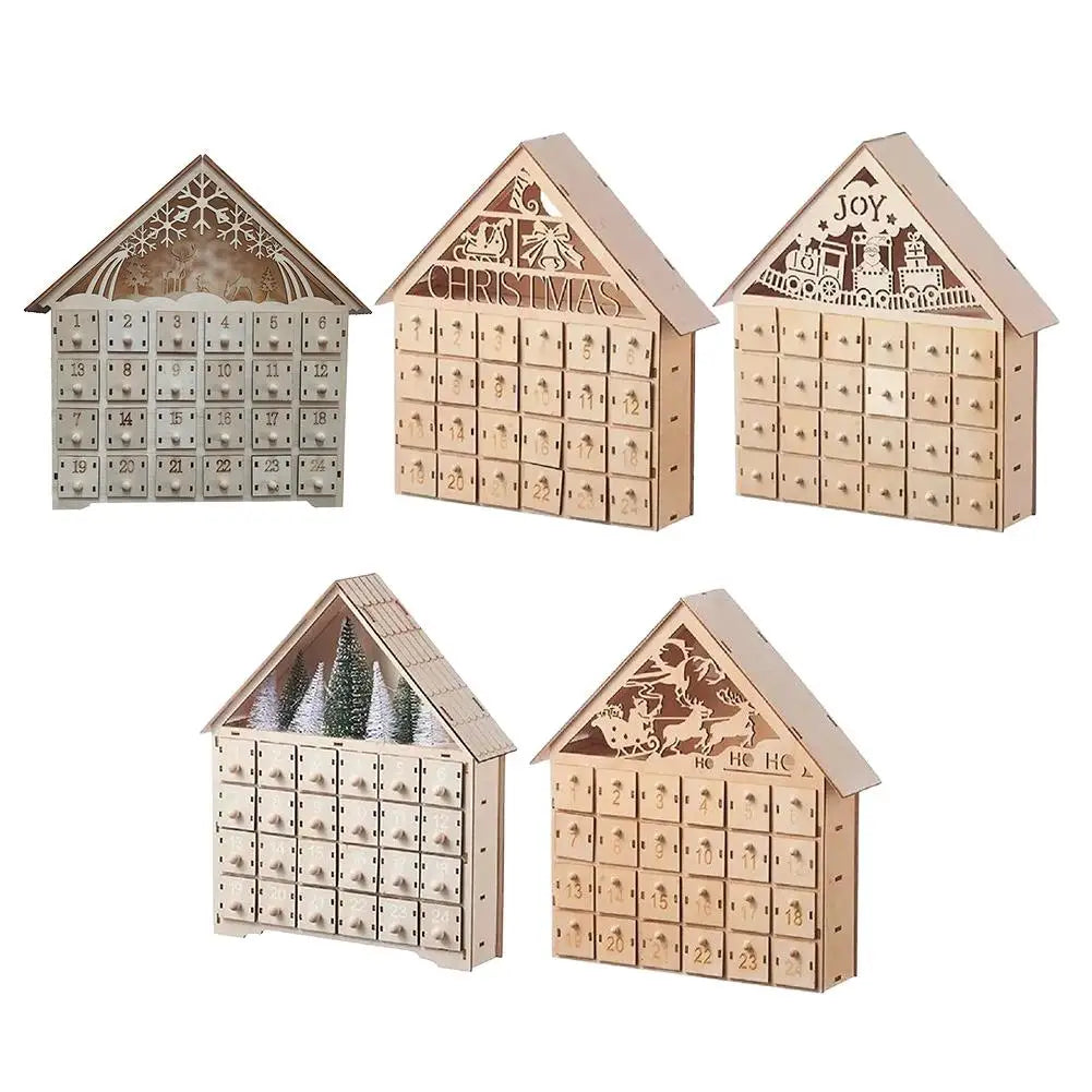 Christmas Advent Calendar 24 Days Countdown Decoration Reusable Detachable Wooden Tabletop Christmas Decoration