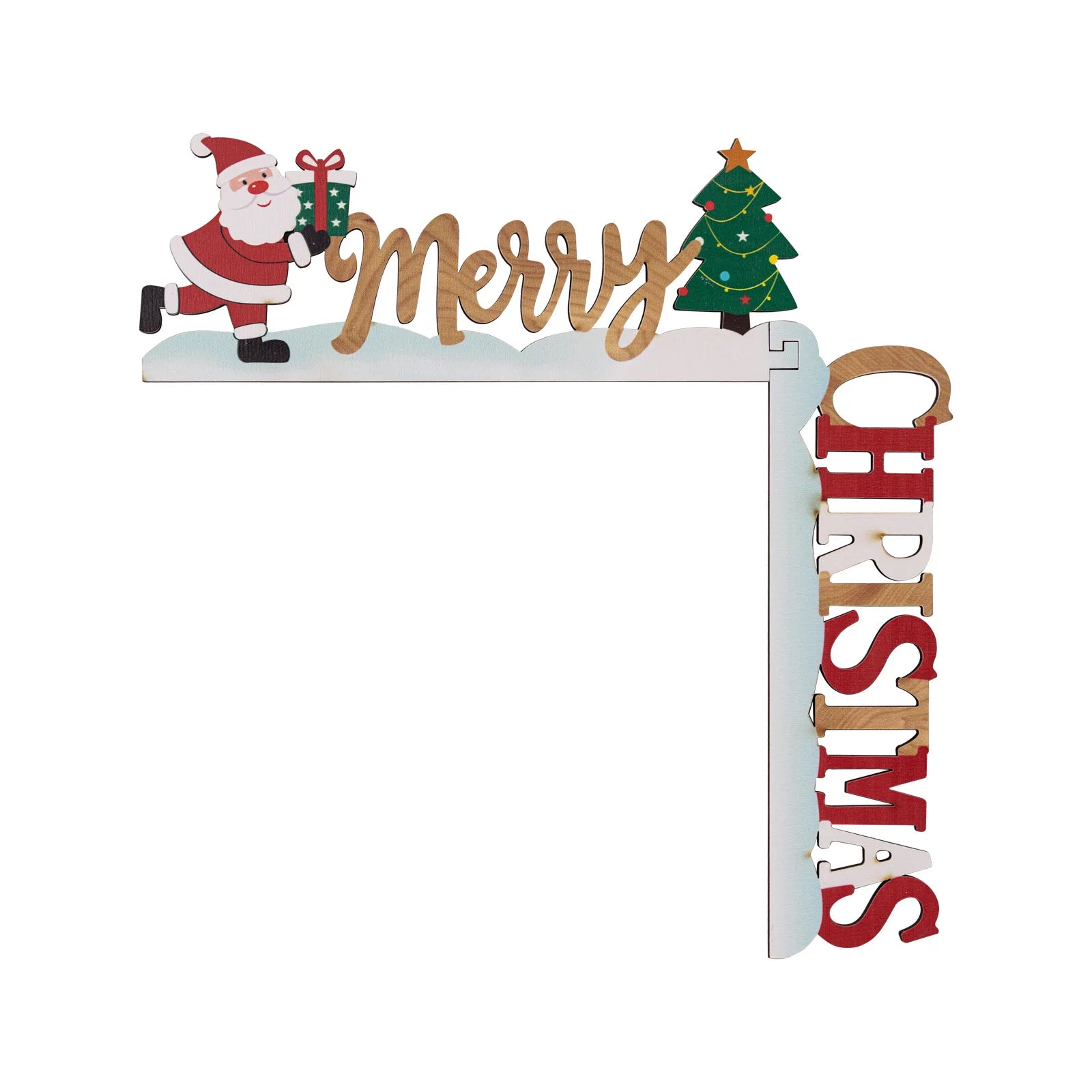 Santa Christmas Door Corner Decor Christmas Door Frame Decor Snowman Reindeer Frame Sign Wooden Pendant for Party House Decor