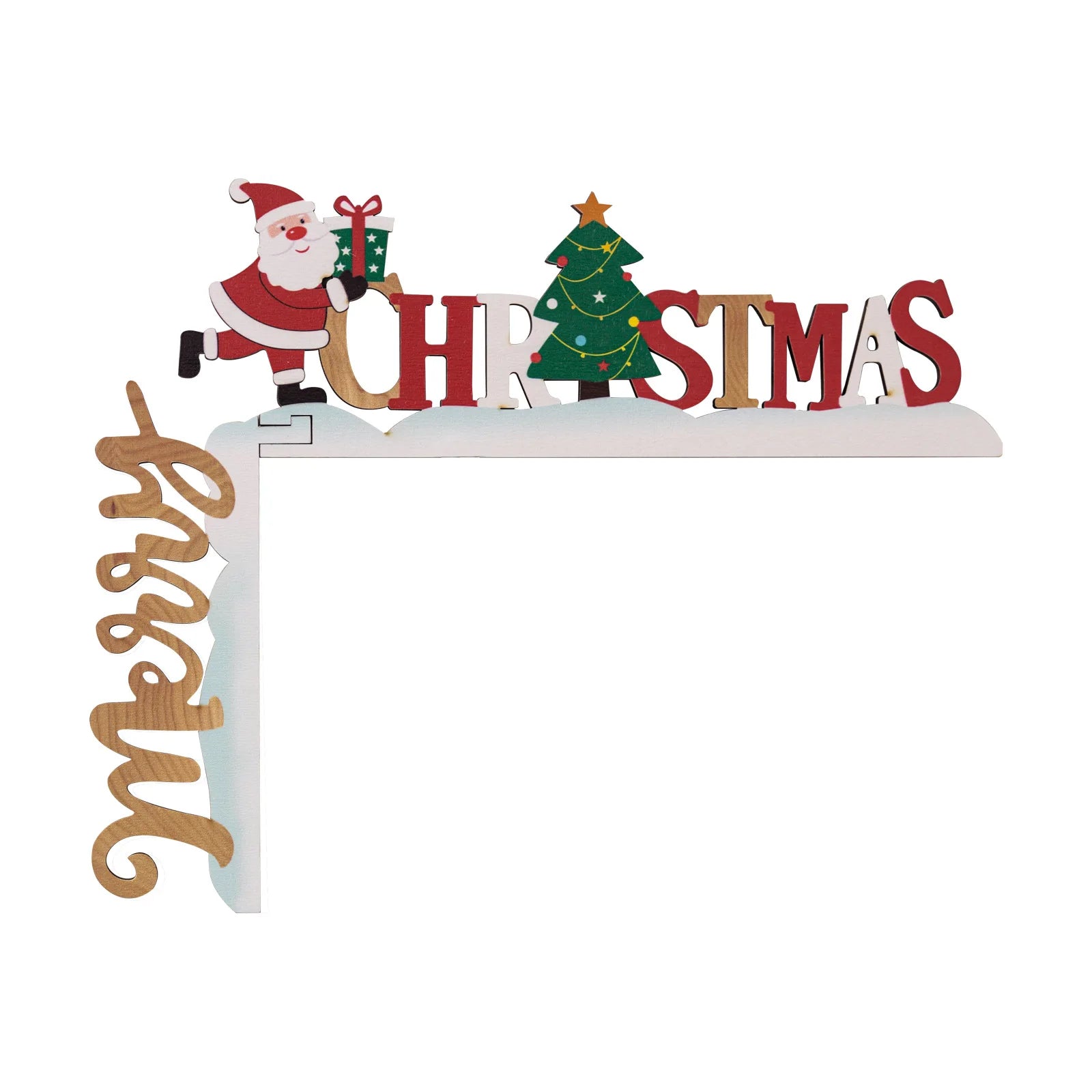 Santa Christmas Door Corner Decor Christmas Door Frame Decor Snowman Reindeer Frame Sign Wooden Pendant for Party House Decor