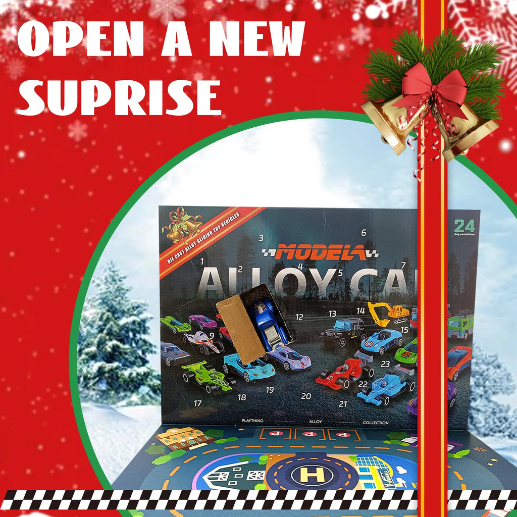 Christmas Gifts Advent Calendar 24 Days Alloy Car Inertial Vehicle Model Children's Toy Metal Cars Set Toys for Boy Kid New Year