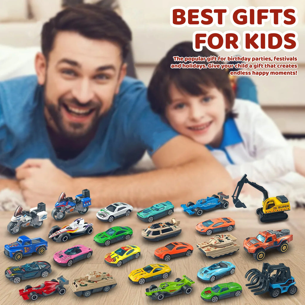 Christmas Gifts Advent Calendar 24 Days Alloy Car Inertial Vehicle Model Children's Toy Metal Cars Set Toys for Boy Kid New Year