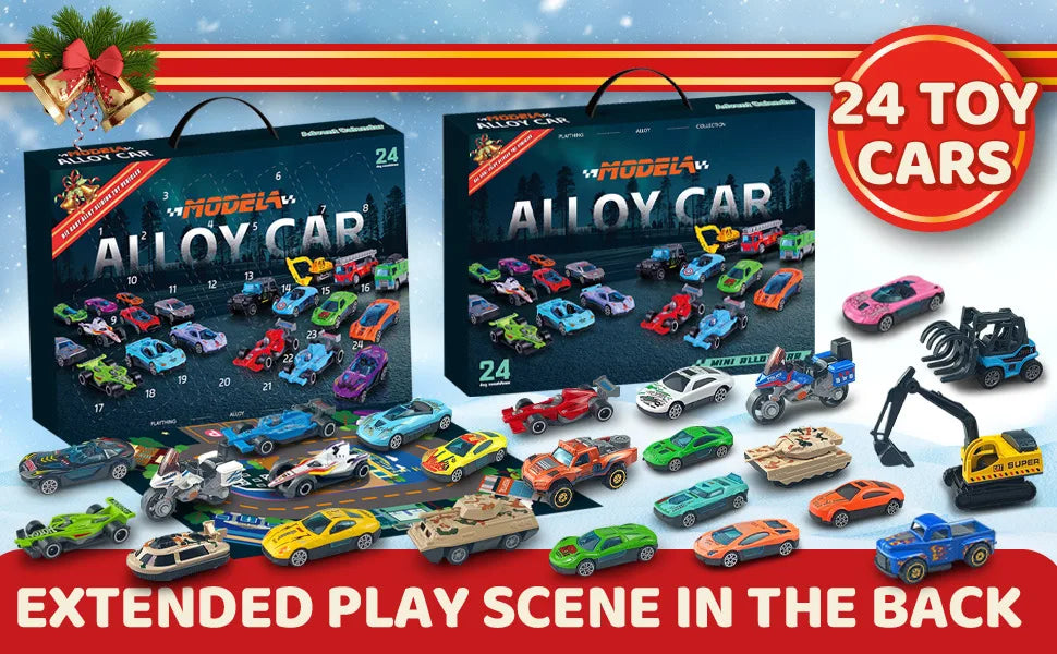Christmas Gifts Advent Calendar 24 Days Alloy Car Inertial Vehicle Model Children's Toy Metal Cars Set Toys for Boy Kid New Year