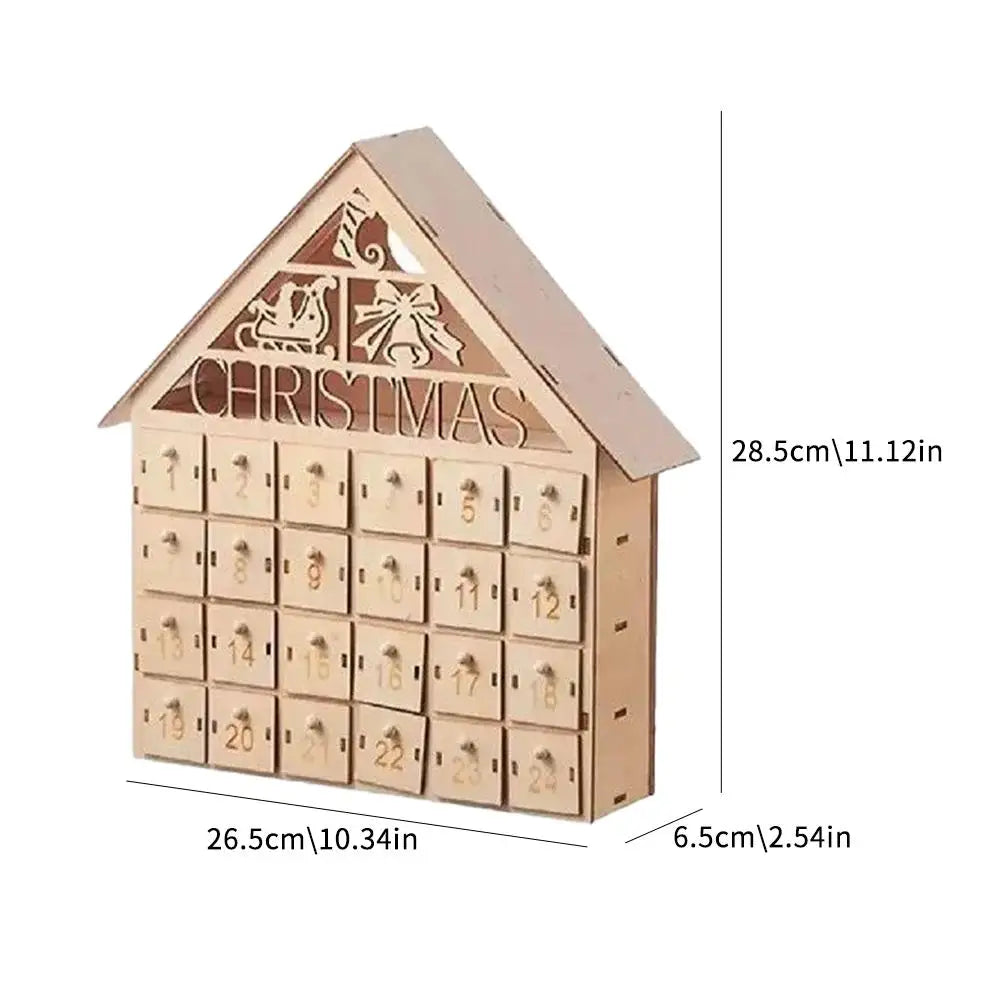 Christmas Advent Calendar 24 Days Countdown Decoration Reusable Detachable Wooden Tabletop Christmas Decoration